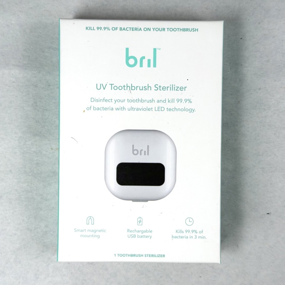 Bril UV LED Toothbrush Sterilizer Magnetic White Kills 99.9% Bacteria Recharge